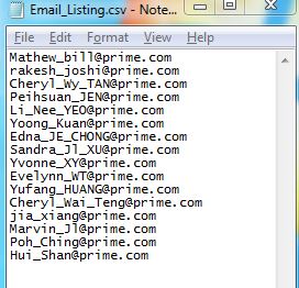 CSV files containing all Email
